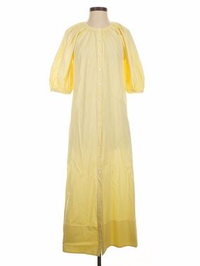STAUD Pale Yellow Button-Front Maxi Dress